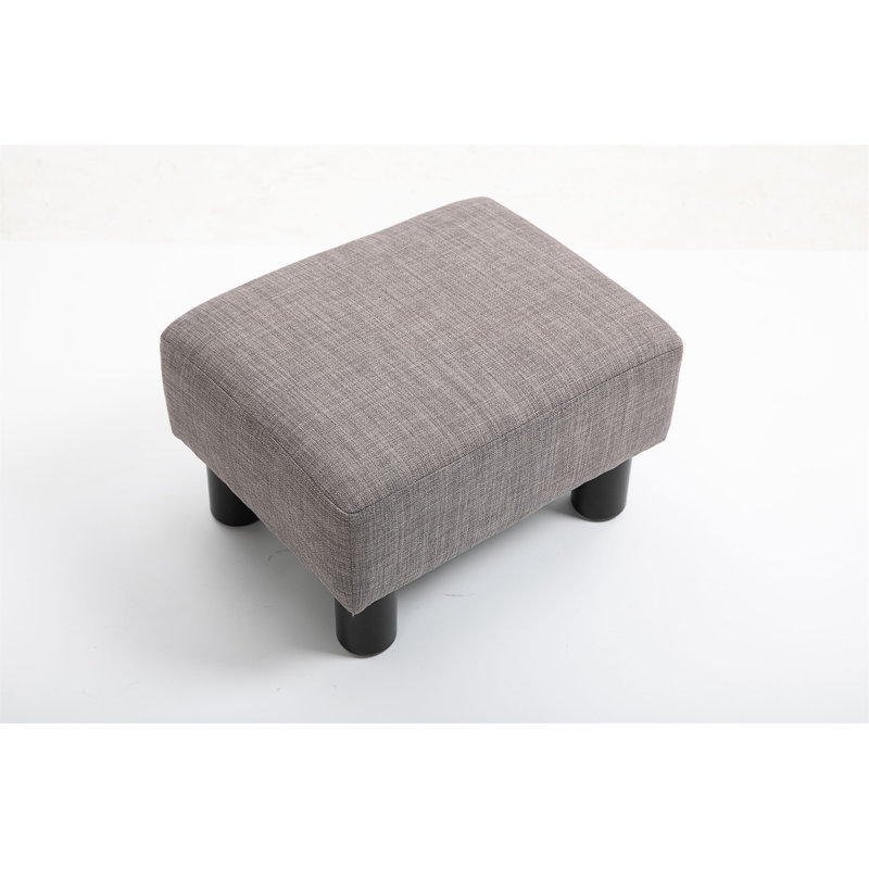 Petit repose-pieds repose-pieds avec revêtement en tissu de lin et repose-pieds cubique en plastique, Vert, Lin lin