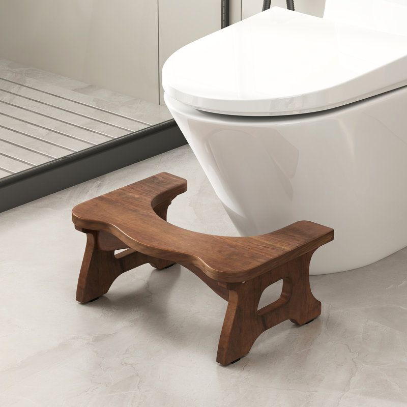 Teak Wood Toilet Stool 7'' Squatting Potty Stool for Adults & Kids Pooping Stool