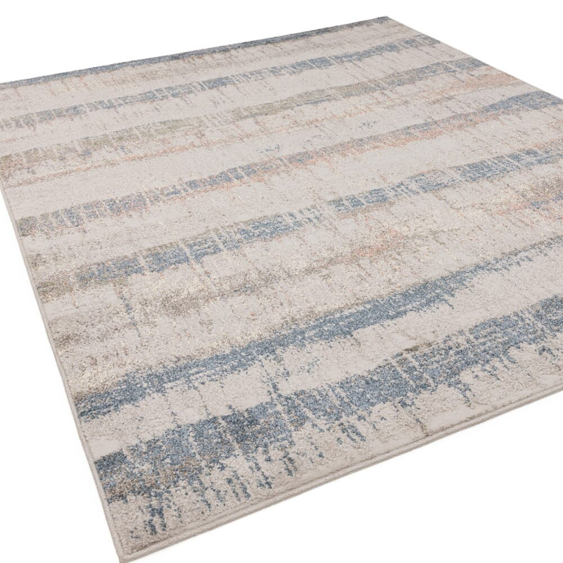 Delanor Abstract Ivory/Blue/Beige/Rust Area Rug, Rectangle 120 x 160 cm