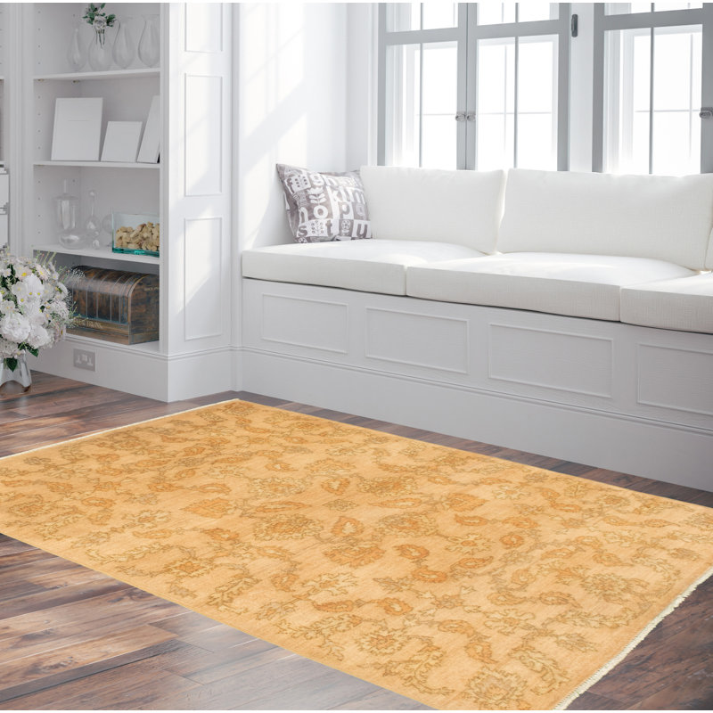 Tapis décoratif en laine noué à la main de conception unique en laine de conception unique 4 pi x 6 pi noué à la main New Age 18/20 Pak Oushak