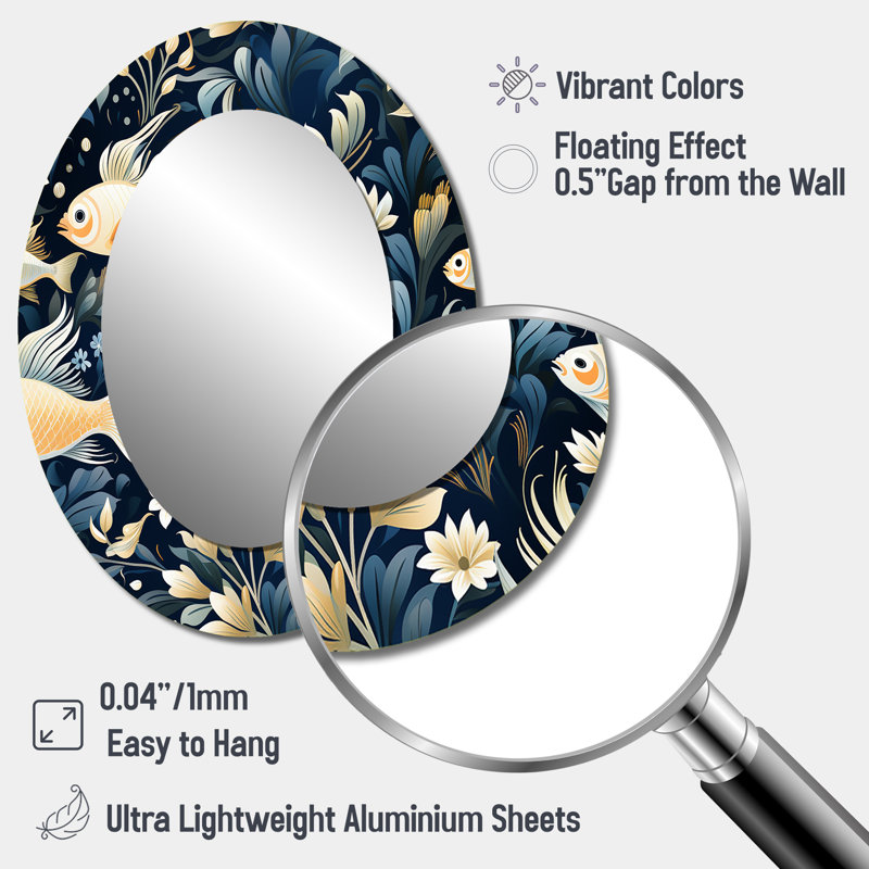 Ryshawn Coastal Underwater Elegance Coastal Pattern - Coastal Wall Mirror, Coastal, 40 po x 30 po, Ovale