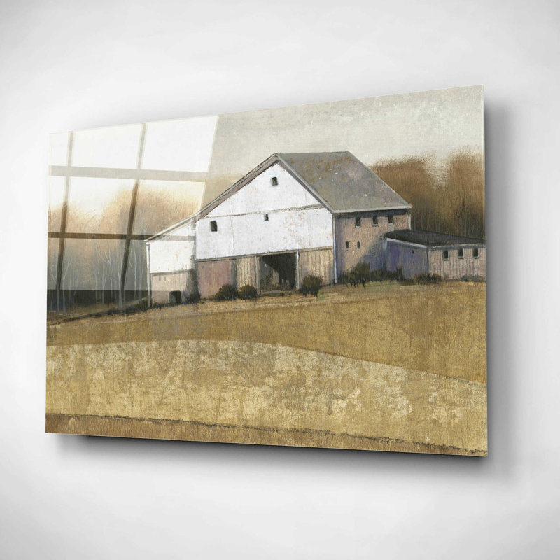 «White Barn View I» par Tim O'Toole, art mural en verre acrylique, H 16 po x l 24 po x P 0,2 po