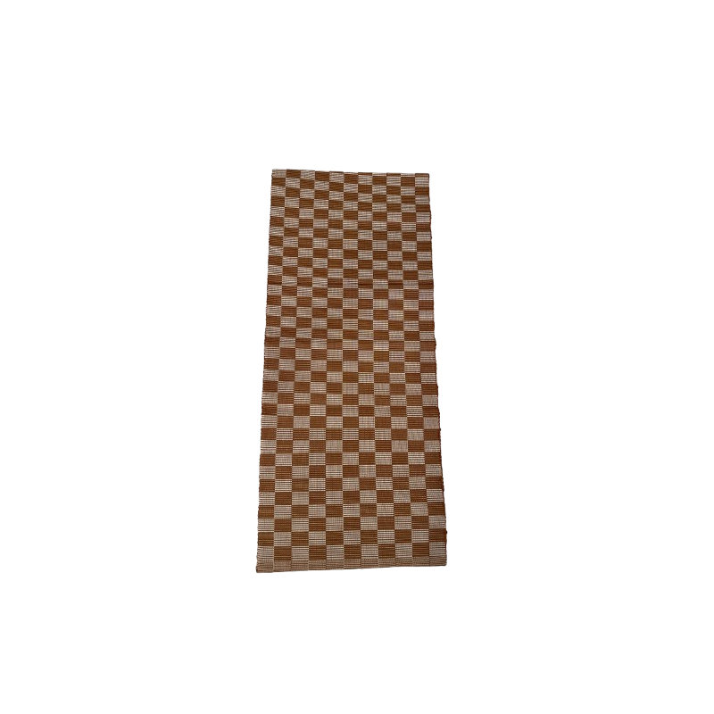 Handloomed Checkered Table Runner, Brown