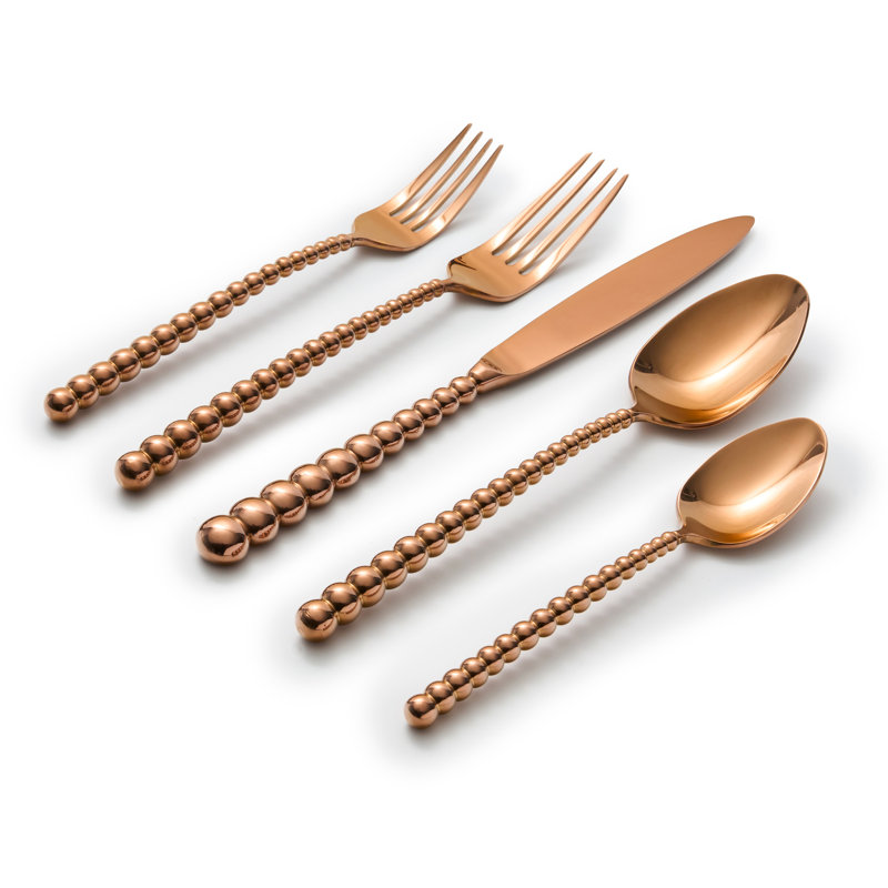 Rondure 20 - Piece Stainless Steel Flatware Set - Service for 4, Copper