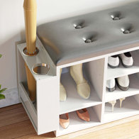 Daimen 10 Pairs Shoe Storage Bench with PU Leather Cushion