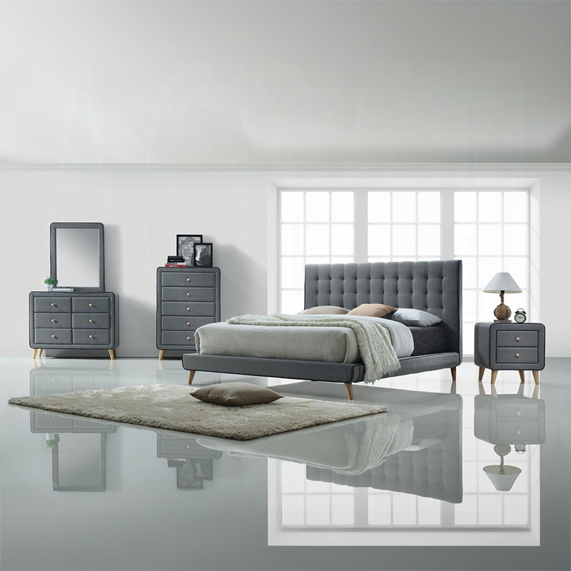 Grand lit plateforme tapissier Parkersburg, Grand