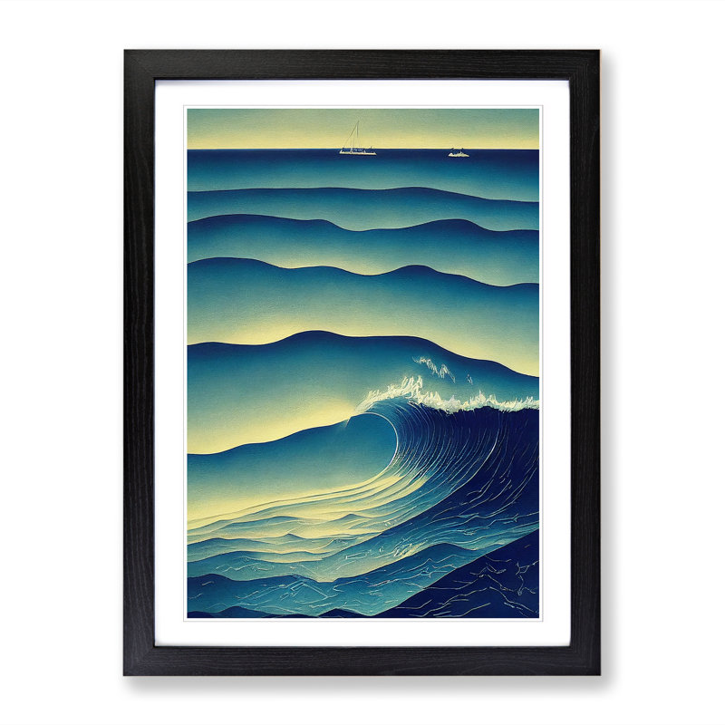 Sea View Abstract Vol.3 - Single Picture Frame Print, Black, 64cm H x 46cm W x 2cm D