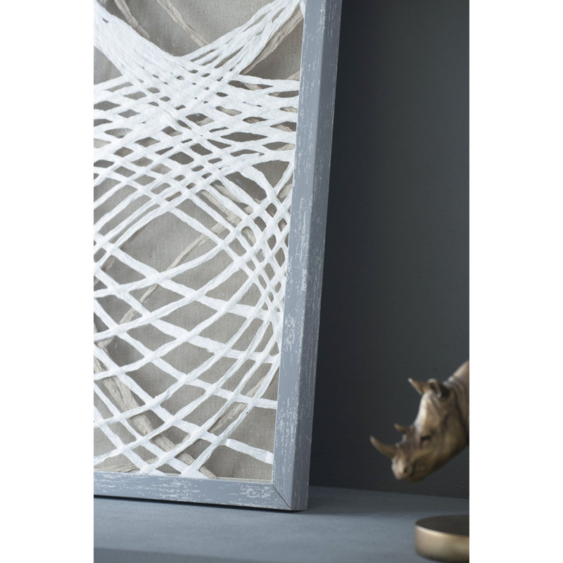 Ornement mural à 2 feuilles d'ombre, 23,5 po x 1 po x 35,5 po, cadre gris délavé, configuration de papier élaborée, embellissement des décors contemporains, formation complexe délavée, ornements pour le bureau et la famille