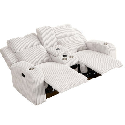 Canapé 2 fauteuils gris, velours côtelé manuel avec haut-parleur intégré, haut-parleur de musique et fibres creuses à circulation d'air pour une zone de confort décontractée en gris, recharge sans fil