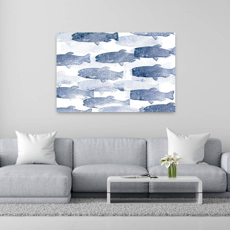 Impression de poisson abstrait, art côtier, nature, H 40 po x l 60 po