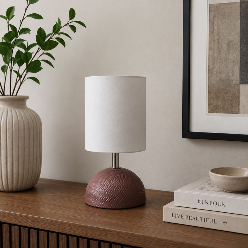 Ceramic Standard Table Lamp, Pink, 19.5cm H 12cm W 12cm D