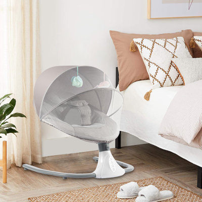 Chaise berçante rose pour bébé avec câble de charge USB, chaise berçante rose pliable pour bébé avec musique et balançoire automatique