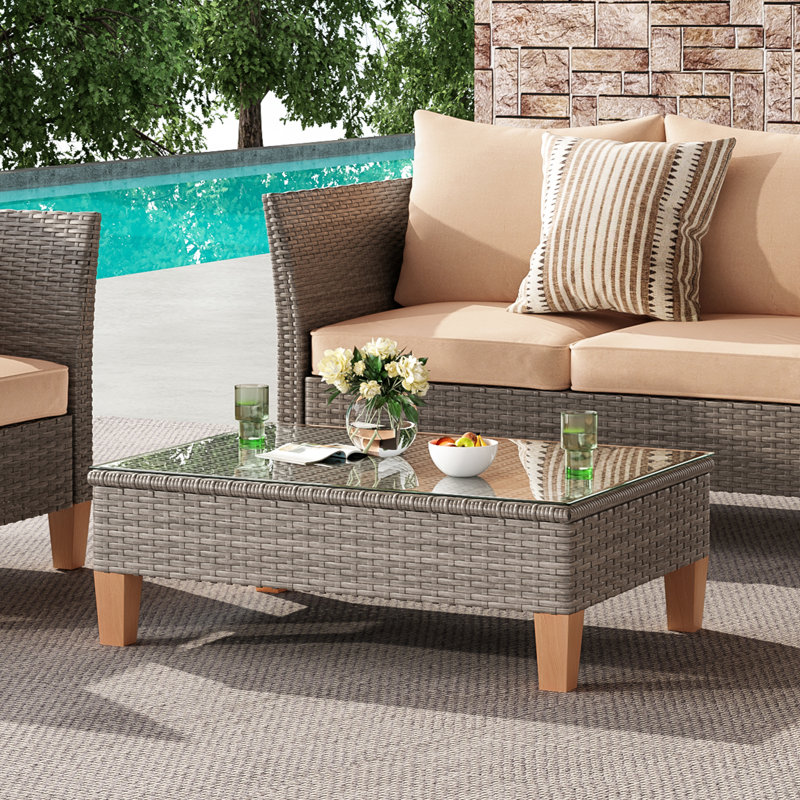 4 - Person Outdoor Wicker Patio Conversation Furniture Set