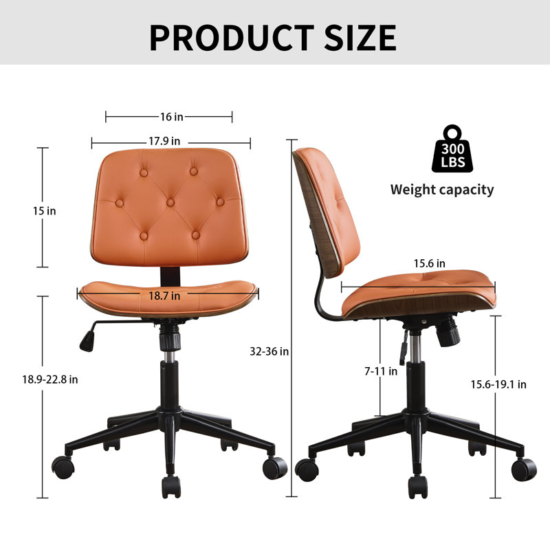 Chaise de bureau Mid-Century, Orange