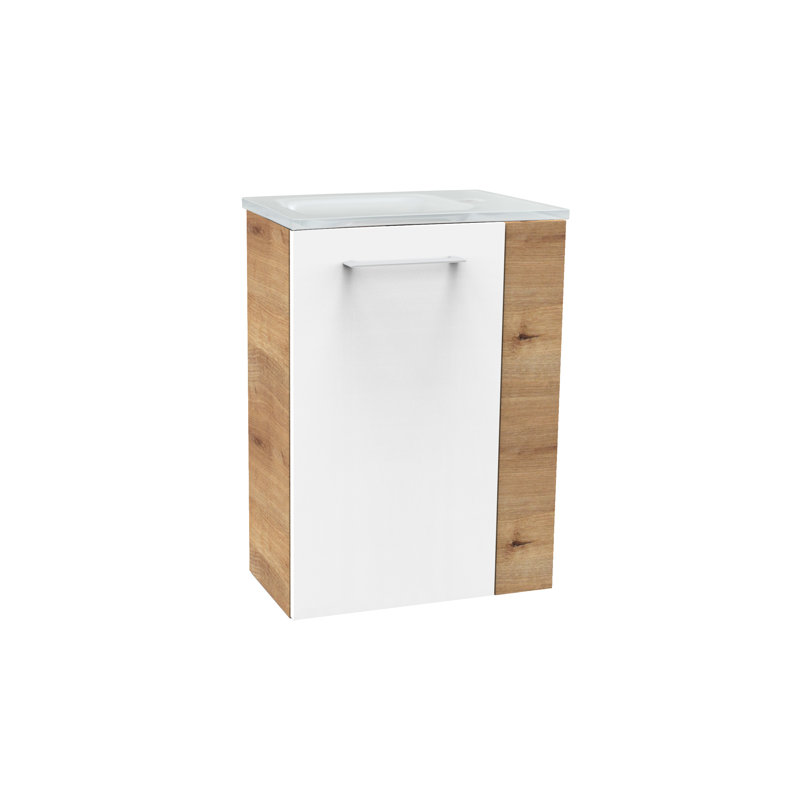 Bathroom Furniture Suite, Light Brown Wood/White/Grey