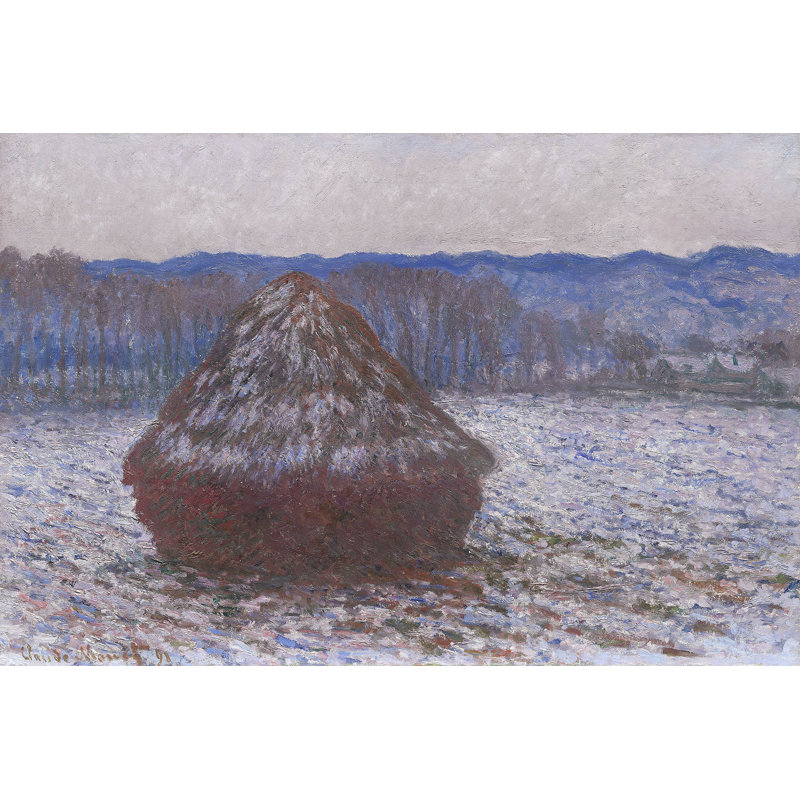 «Azuree Monet Haystacks II on Canvas» par Claude O. Monet, reproduction, H 20 po x l 30 po