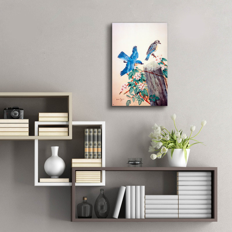 Art épique «Bluebirds» par Arie Reinhardt Taylor, Acr «Bluebirds» par Arie Reinhardt Taylor, H 24 po x l 16 po x P 0,2 po
