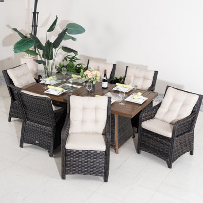 7-Piece All-In-One Outdoor Propane Fire Pit Dining Set