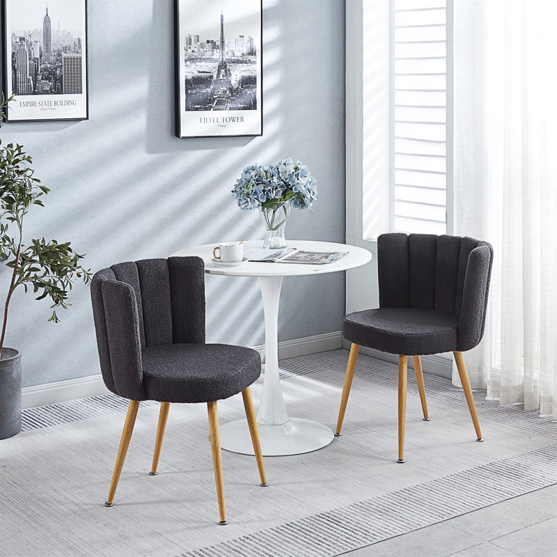Modern Accent Chair(Set Of 2 ) With Iron Tube Wood Color Legs, Gray