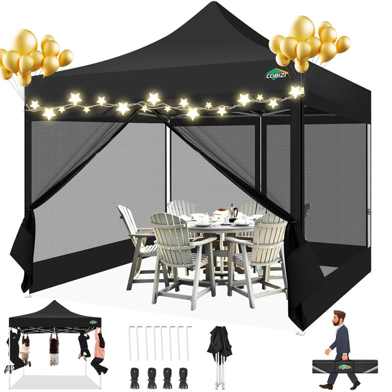 Folding Gazebo 118 x 118 Waterproof Stable Party Tent, Black