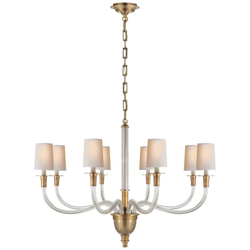 Thomas O'Brien Vivian Large One-Tier Chandelier, Hand-Rubbed Antique Brass, Fabric