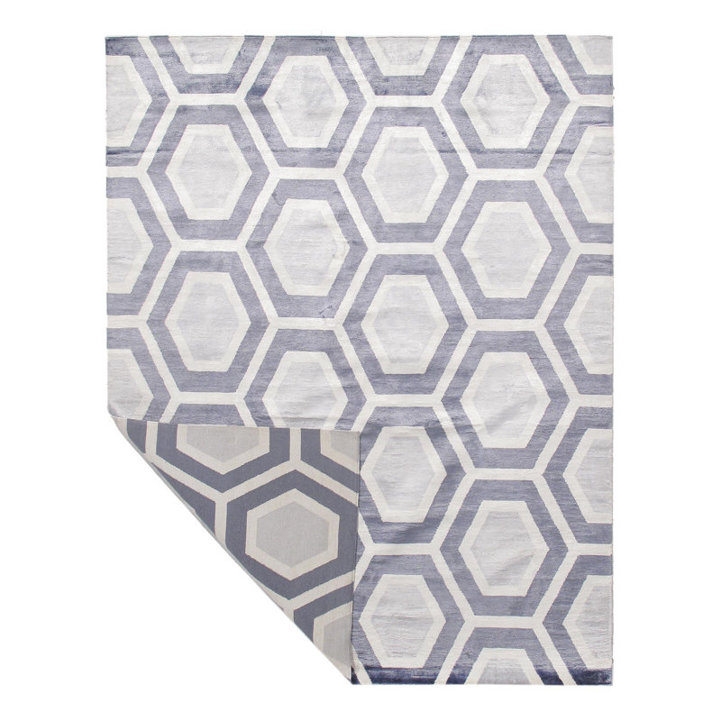 Tapis de la surface en soie 9 pi x 12 po noué la à la main one-of-kind Maplecrest