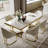 Modern White Faux Marble Dining Table with Double Pedestals Base Pre-Assembly-833936343