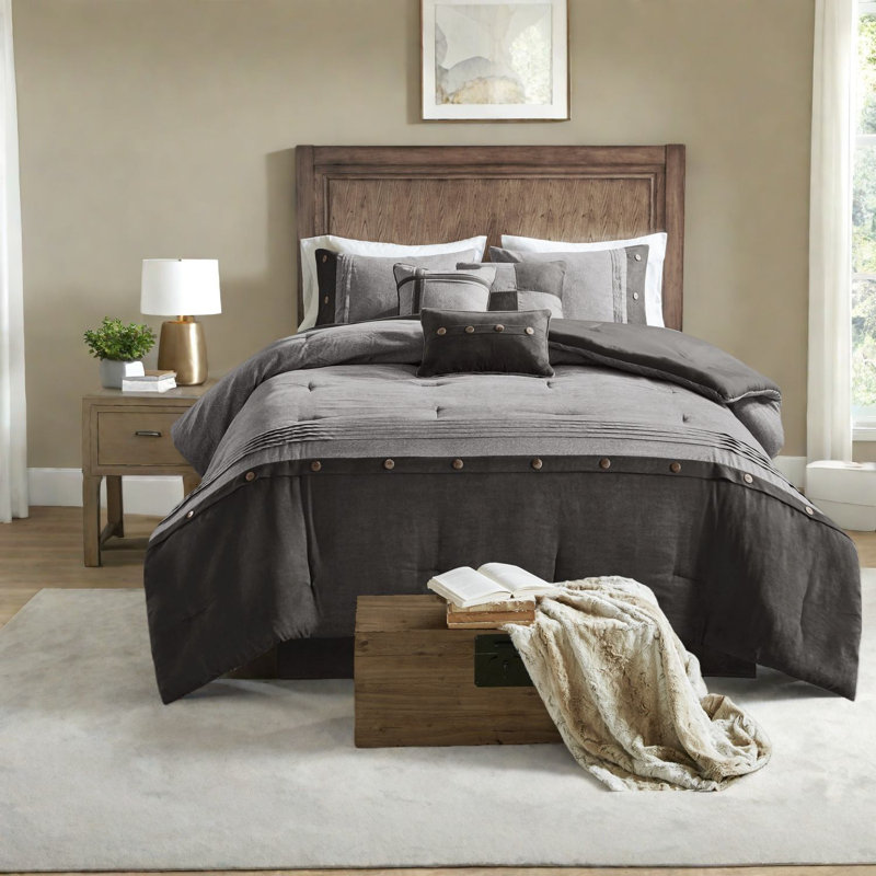 Soft Faux Suede Bedding Sets Cal King, Rustic Lodge Style For Home