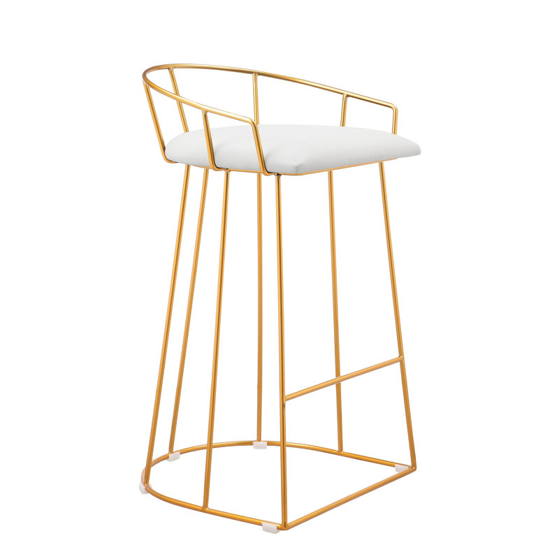 Jillian Upholstered Counter Stool with Metal Frame, Counter Stool (26.5" Seat Height), White Faux Leather