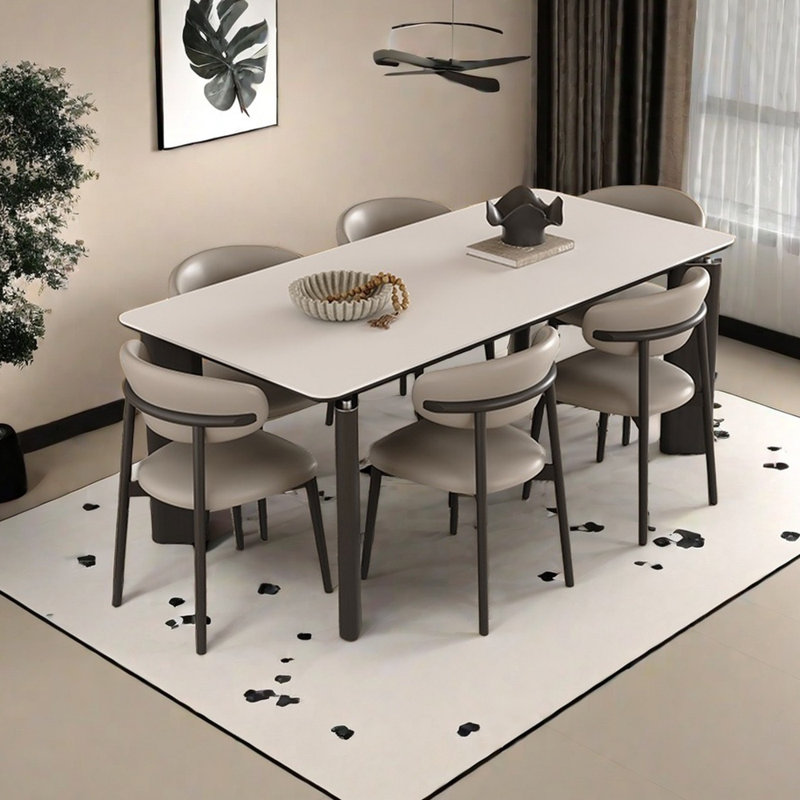 Modern simple rectangular dining table sets., 29.53"H x 62.99"L x 35.43"W 
