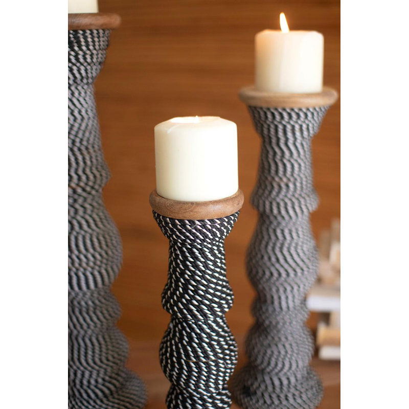 Ryker 19" H Cotton String/Wood Tabletop Pillar