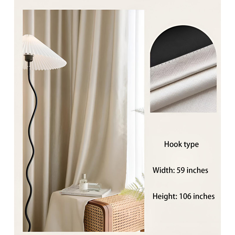 Inasia Room Darkening Curtain Single Panel, 59" W x 106.3" L