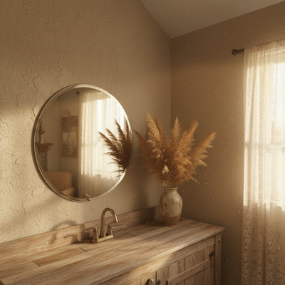 Miroir de salle de bain rond 24 po pour mur, miroir rond sans cadre pour évier avec rebord biseauté de 1 po, miroir de meuble-lavabo rond moderne pour salle de bain, chambre à coucher et entrée