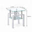 Table de bout en verre trempé transparent, petite table avec rangement 2 couches