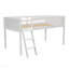 Lit mezzanine bas simple en bois avec échelle, l'échelle peut être placée à gauche ou à droite, blanc-1043835371