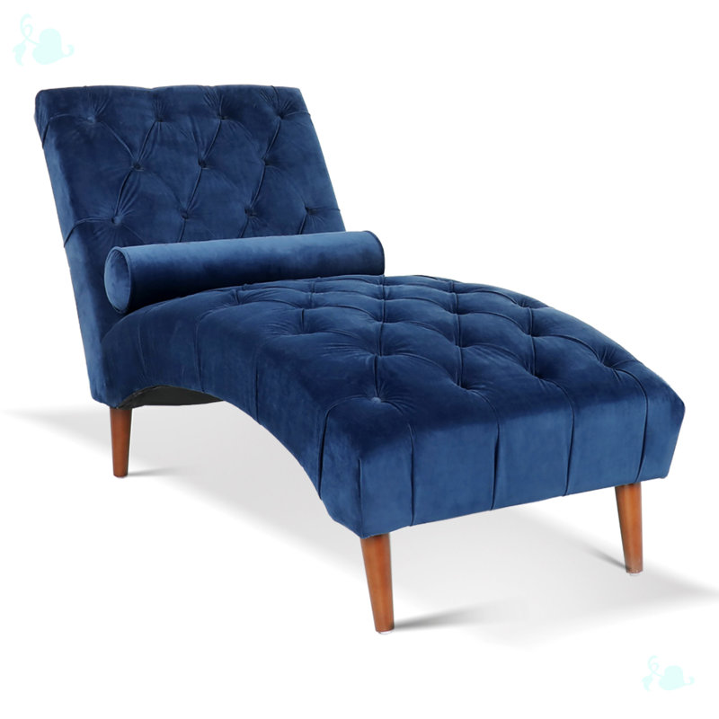 Chaise longue moderne rembourrée pour le salon, Mélange de polyester bleu