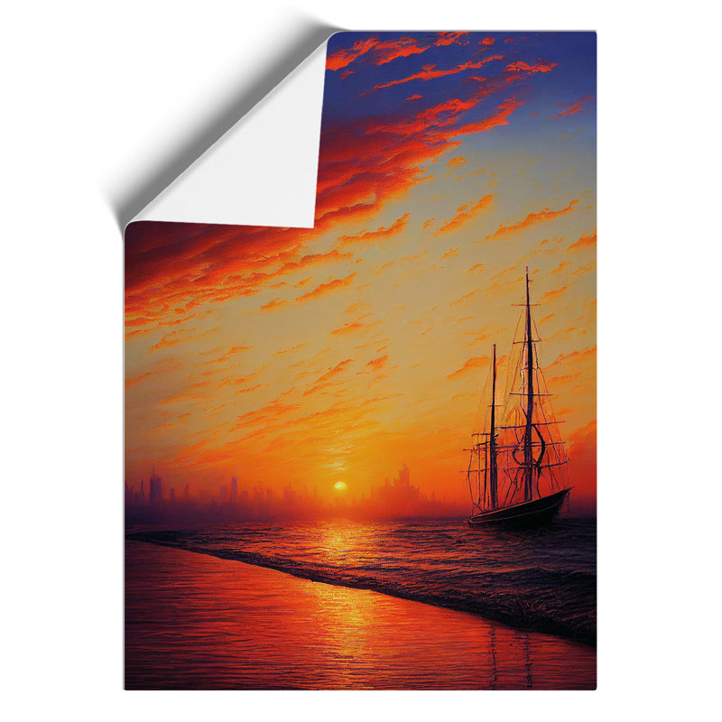 Sunset over the Ships - Wall Art, Paper, 42cm H x 29.7cm W x 3cm D, No Matte