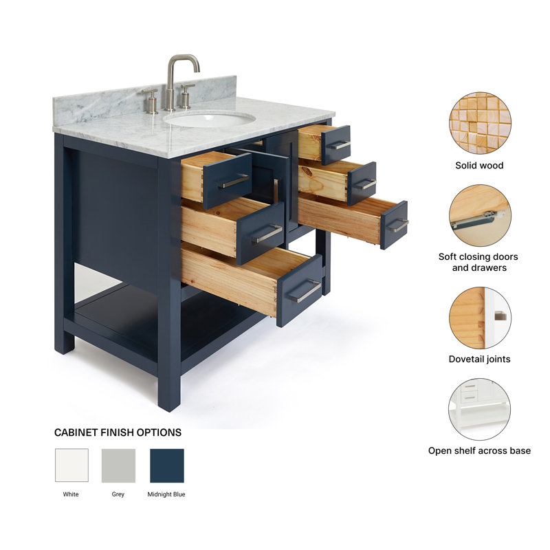 Magnolia Bath Vanity Rectangular Basin S061SCW2R, Oval, Midnight Blue, 43"