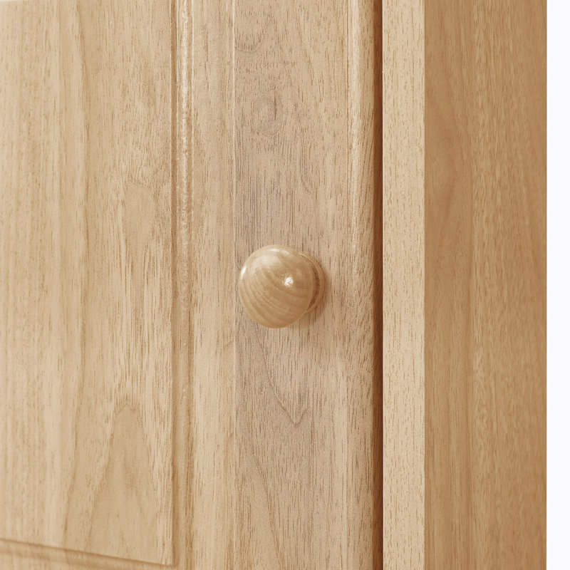 Armoire de coin haute pour salle de bain avec deux portes et étagères réglables, Natural
