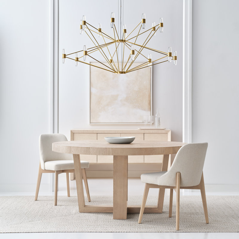Sean Lavin Lassell two tier extra large chandelier in natural brass finish with crystal glass shades