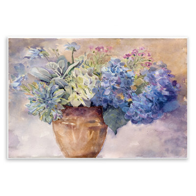 Az-424-Bois, hydrangées mauves, peinture sur toile par Evelia Designs