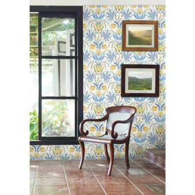 Seaside Jacobean Floral Double Roll