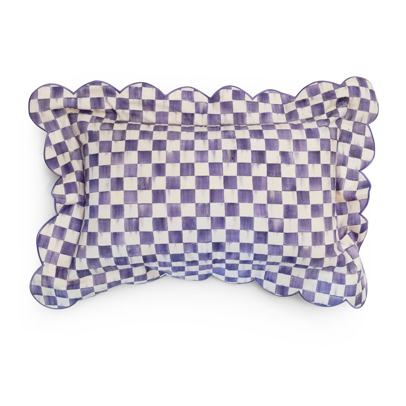 Violet Check Reversible Scalloped Pillow, Rectangle 14"H x 18"W