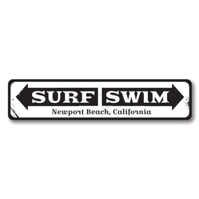 Surf Swim Arrow Custom Aluminum Sign