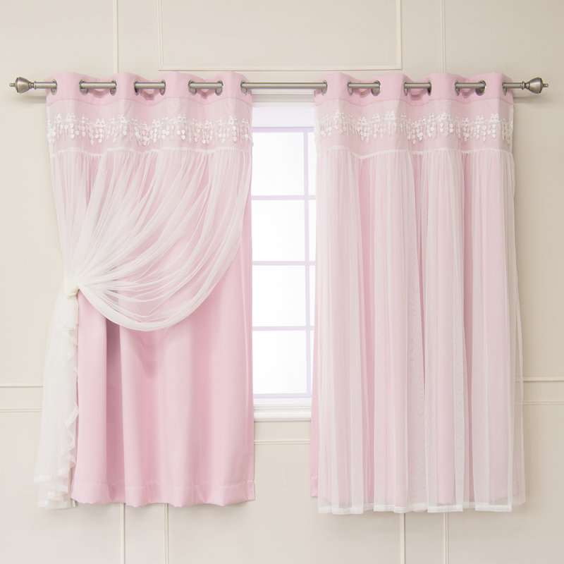 Loar Room Darkening Thermal Curtain Panels, Newpink, 52" W x 63" L