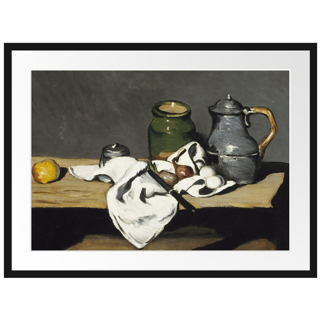 Gerahmter Kunstdruck Still Life with Open Drawer von Paul Cezanne