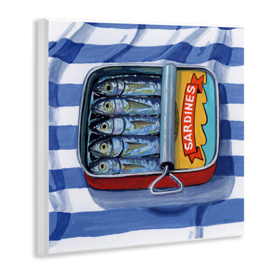 Sardines On Striped Cloth Wall Plaque, design by Kate Jarvik Birch