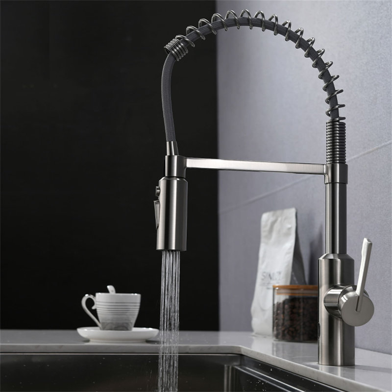 Robinet de cuisine à poignée simple sans contact avec accessoires