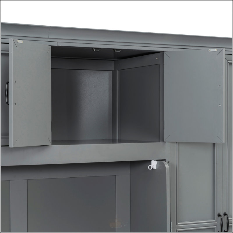 Lit escamotable simple avec armoire murale, Gris