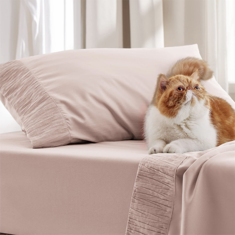 Bedsure Polyester Microfiber Sheet Set Hotel Luxury Sheets, Easy Care Cooling Bed Sheet Set 84GSM(65" x 99")GentleSoft™️